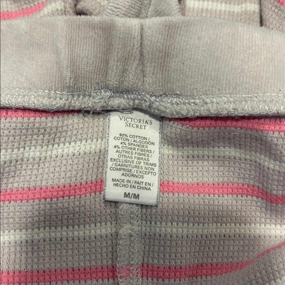 Y2K Victoria’s Secret Grey Pink Metallic Striped Terry Cloth Trim Shorts WN Med‎